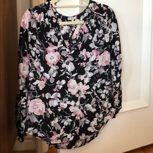 Joie Floral V-Neck Silk Blouse